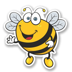 2 x 10cm/100mm Happy Bee Vinyl Sticker Decal Laptop Travel Luggage Car iPad Sign Fun #5346