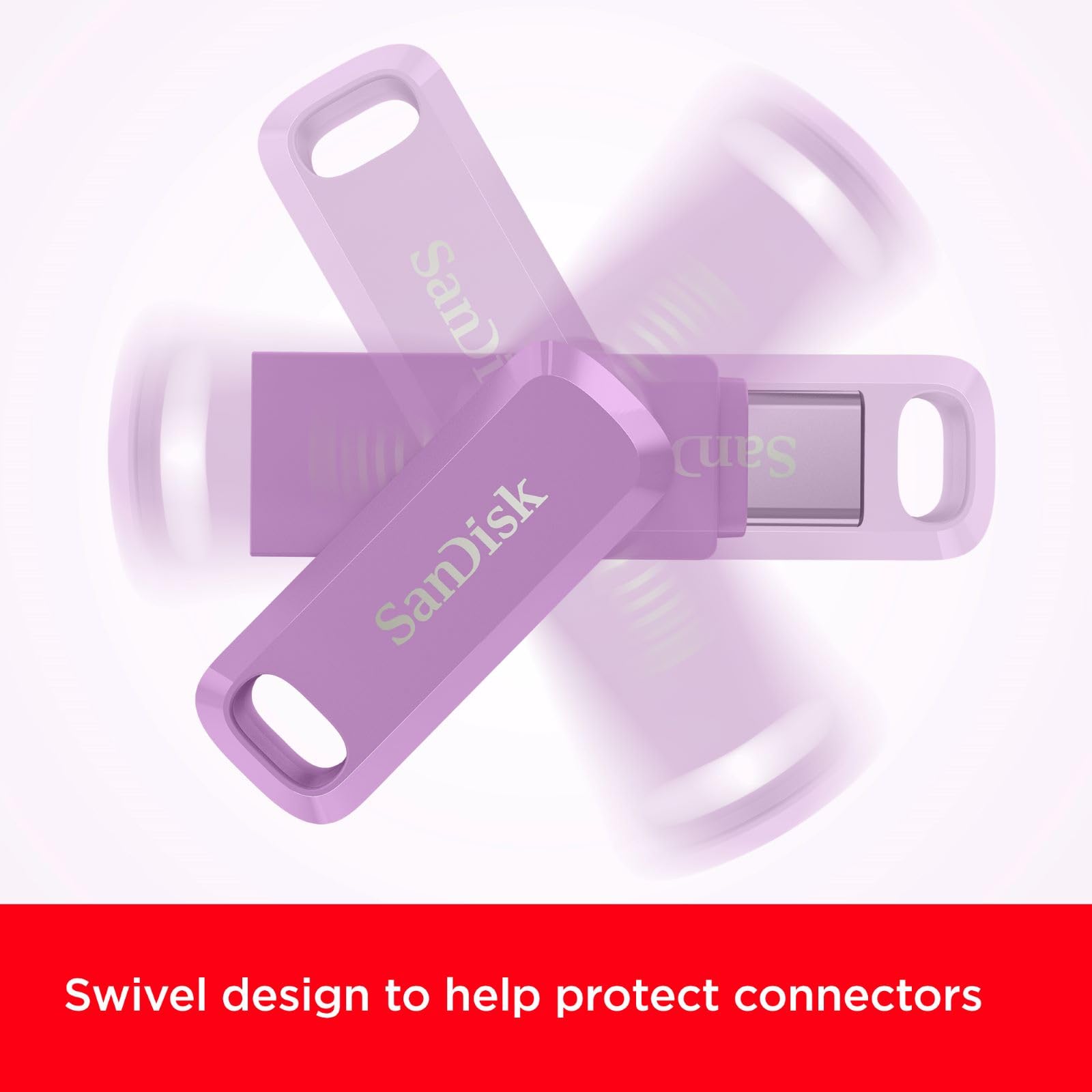 SanDisk 256GB Ultra Dual Drive Go, USB Type-C Flash Drive, up to 400 MB/s, with reversible USB Type-C and USB Type-A connectors, for smartphones, tablets, Macs and computers, Lavender