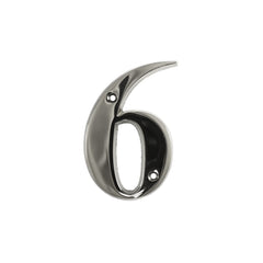 UAP House Numbers - 3 Inch Door Numbers Signature Screw Fix Bevelled Edge For Front Door, Address Number Screw On For Doors And Gates, Letter Times Roman Font (Number 6, Polished Chrome)