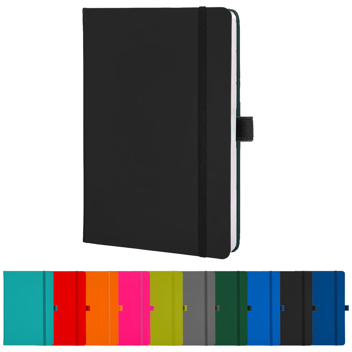 CUQOO Hardback A5 Notebook in Teal with 160 Lined Pages - A5 Journal Notebook with Pen Loop, Ribbon, Date Marks and Paper Pocket   A5 Notepad & A5 Notebook Hardback Ideal for Writing and Diary Keeping