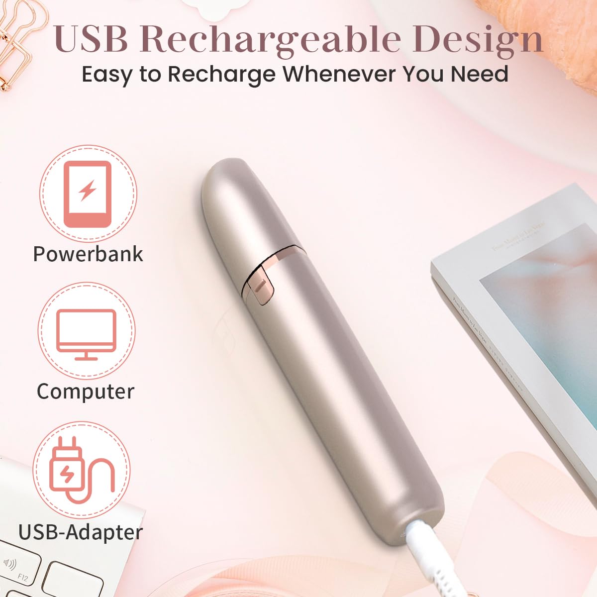 Eyebrow Trimmer for Women Rechargeable: Women Eyebrow Hair Remover with LED Light, Painless Protable Eyebrow Epilator Pen,Lady Eyebrow Shaper Electric Eyebrow Shaver Razor