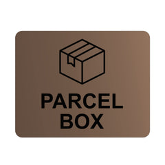 Parcel Box Adhesive Sign - Notice For Deliveries, Delivery Drivers, Packages, Post, Leave Parcel Here (size 12cm x 10cm) Never Loose Your Delivery Again. (Copper)