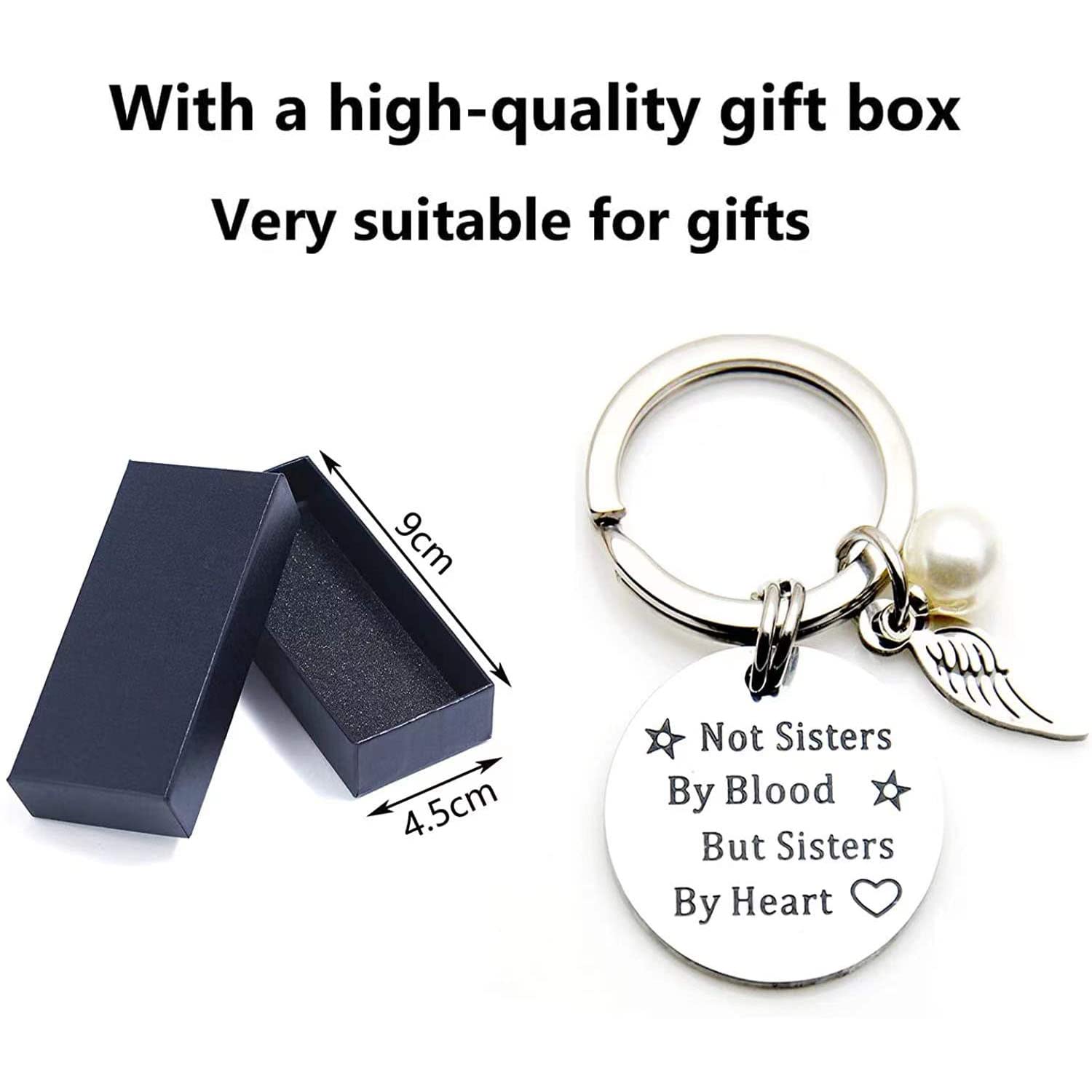 Friends Gift Keyring,Best Friends Keychain Friendship Keyring Graduation Gifts,Best Friends Gifts Keychain with Gift Box,Birthday Gift Keychain for Good Friends and Sisters