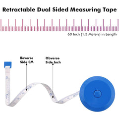WINTAPE 2PCS Measuring Tape for Body,Soft Tape Measure for Body Sewing Fabric Tailor Cloth Craft Measurement Tape，60 Inch/1.5M Pink Retractable Dual Sided Measure Tape Set (BlueandYellow)