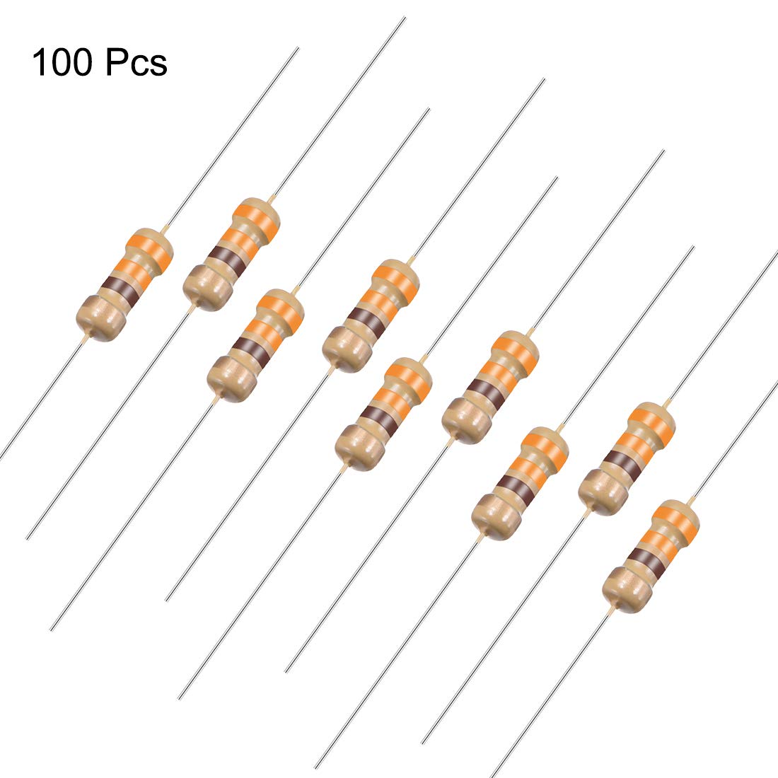 Sourcingmap 100Pcs 330 Ohm Resistor, 1/4W 5% Tolerance Carbon Film Resistors, 4 Bands for DIY Electronic Projects and Experiments