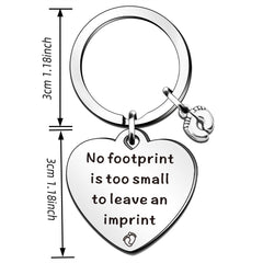 QMVMV Loss Memorial Keyring Infant Child Loss Gifts No Footprint is Too Small to Leave an Imprint Keyring Miscarriage Keepsake Gift Infant Loss Sympathy Gift