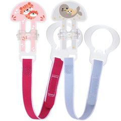 MAM Soother Clips, Pack of 2, Baby Soother Chain Fits All MAM Soothers, Newborn Essentials, Cream - Soothers Not Included (Designs May Vary)