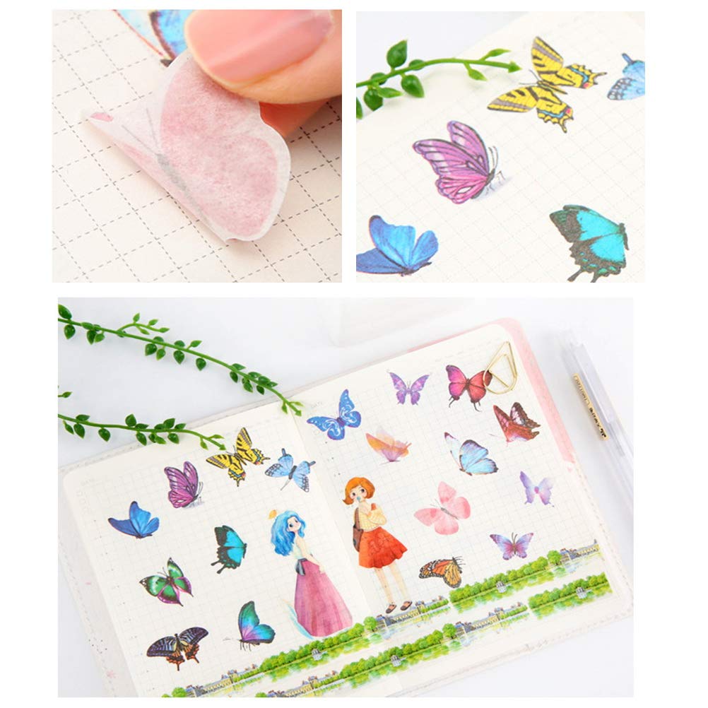 nuoshen Small Butterfly Stickers, 12 Sheets Romantic Easy Self-Adhesive Note Paper Stickers with Multi Color Butterflies Decals for Kids Scarpbooking Crafts Letters Notebook