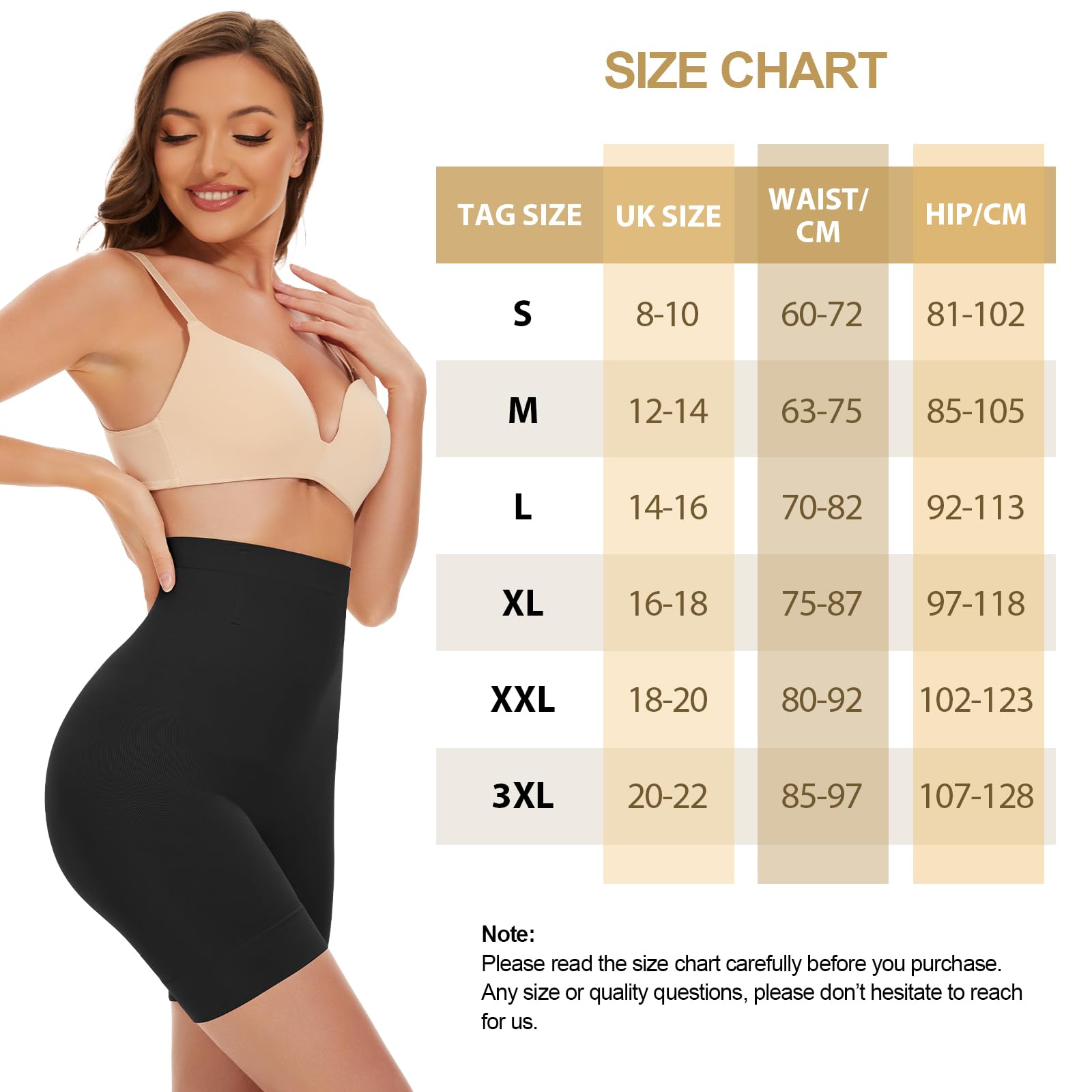 SIMIYA High Waisted Tummy Control Body Shaper, Comfy Tummy Control Knickers, Shapewear for Women Control Underwear, Seamless Shaping Boyshorts Panties, Black XL