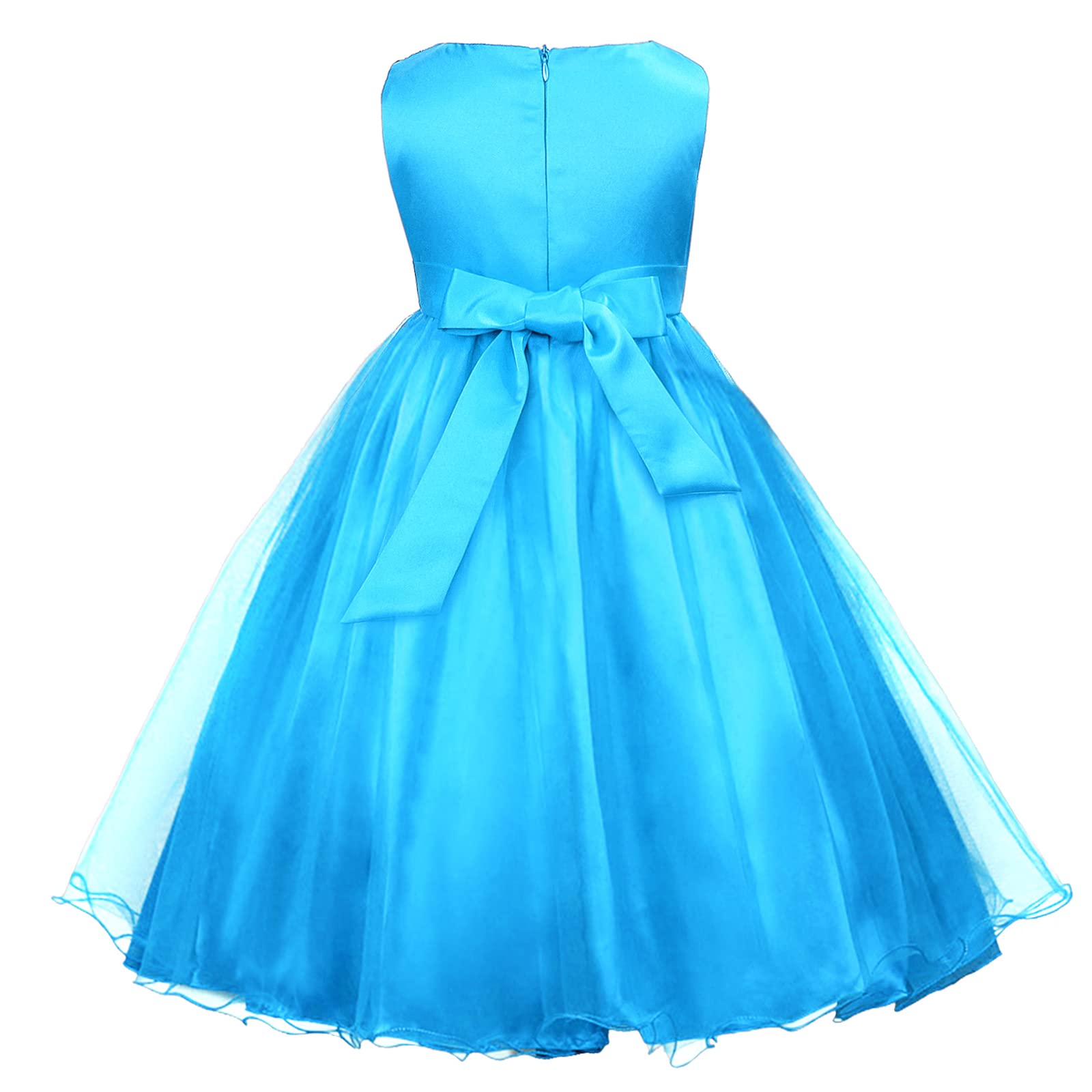 Discoball Girls Princess Dress Sequin Tulle Flower Pageant Birthday Party Wedding Bridesmaid Girl Dresses for 3-12 Years Blue