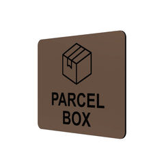 Parcel Box Adhesive Sign - Notice For Deliveries, Delivery Drivers, Packages, Post, Leave Parcel Here (size 12cm x 10cm) Never Loose Your Delivery Again. (Copper)