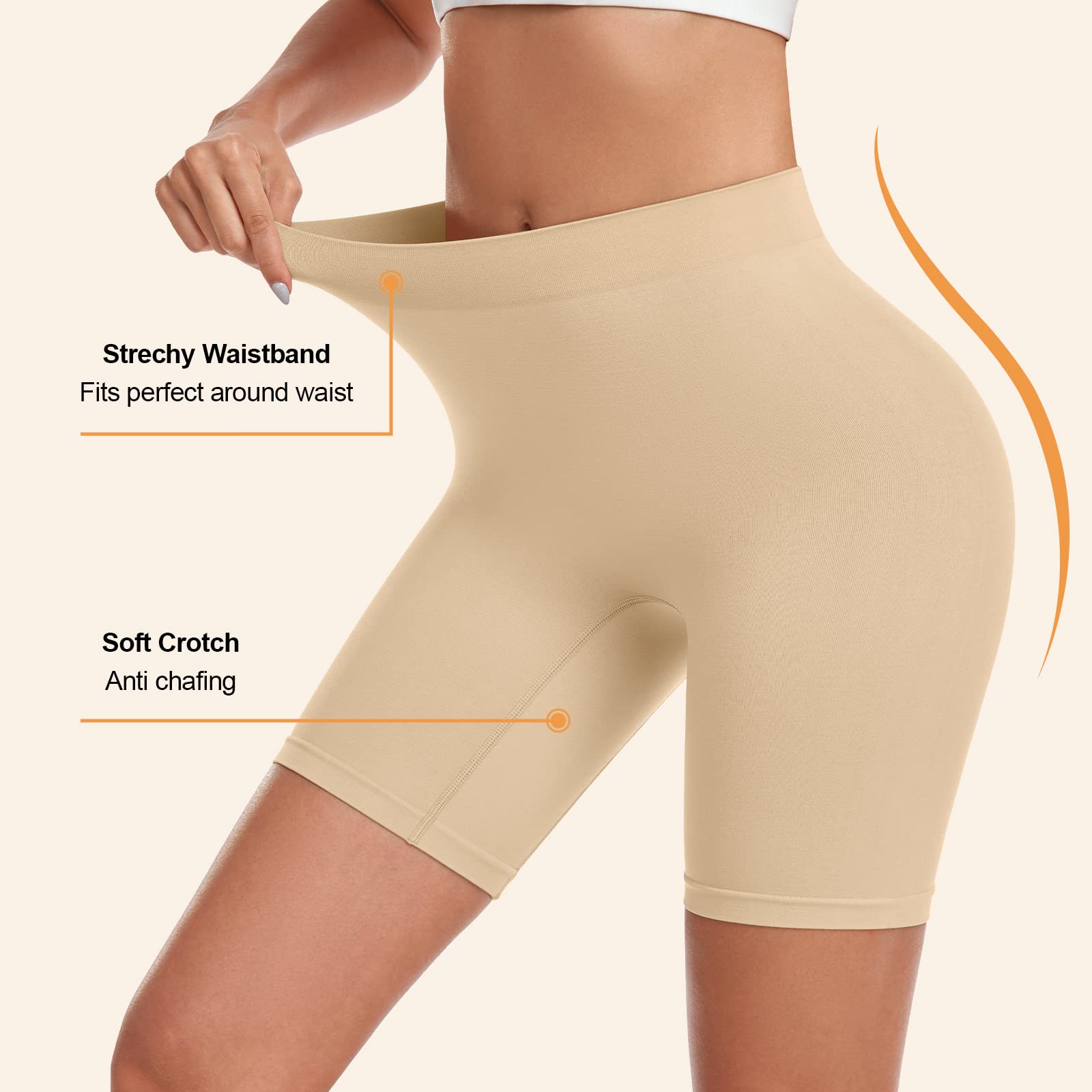 YUTYTH Anti Chafing Shorts Women Boxers Underwear Legging Shorts Summer Chub Rub Seamless Underwear Ladies Briefs for Under Dress 1-Pack Nude-L