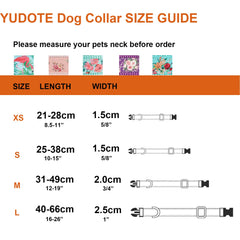 YUDOTE Dog Collar Large Soft Strong Nylon with Floral Printed Ribbon Adjustable for Active Canines Neck 40-66cm,Turquoise Color