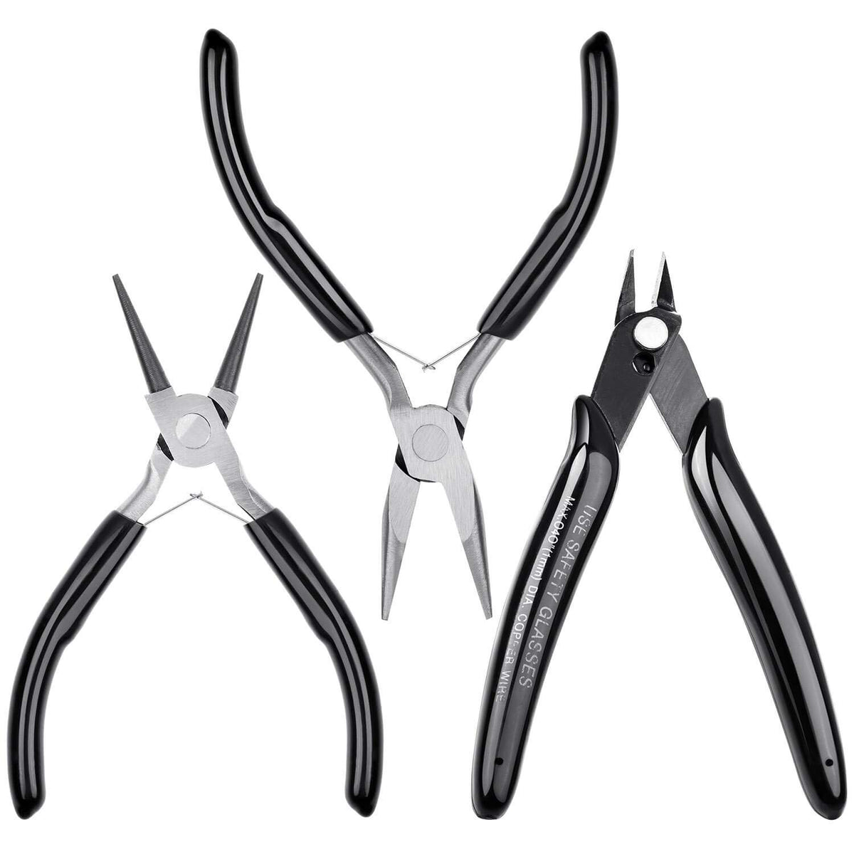 Jewelry Pliers, Cridoz Bead Pliers Set with Needle Nose Pliers, Round Nose Pliers and Wire Cutter for Jewelry Making, Wire Wrapping, Beading and Craft (Set of 3)