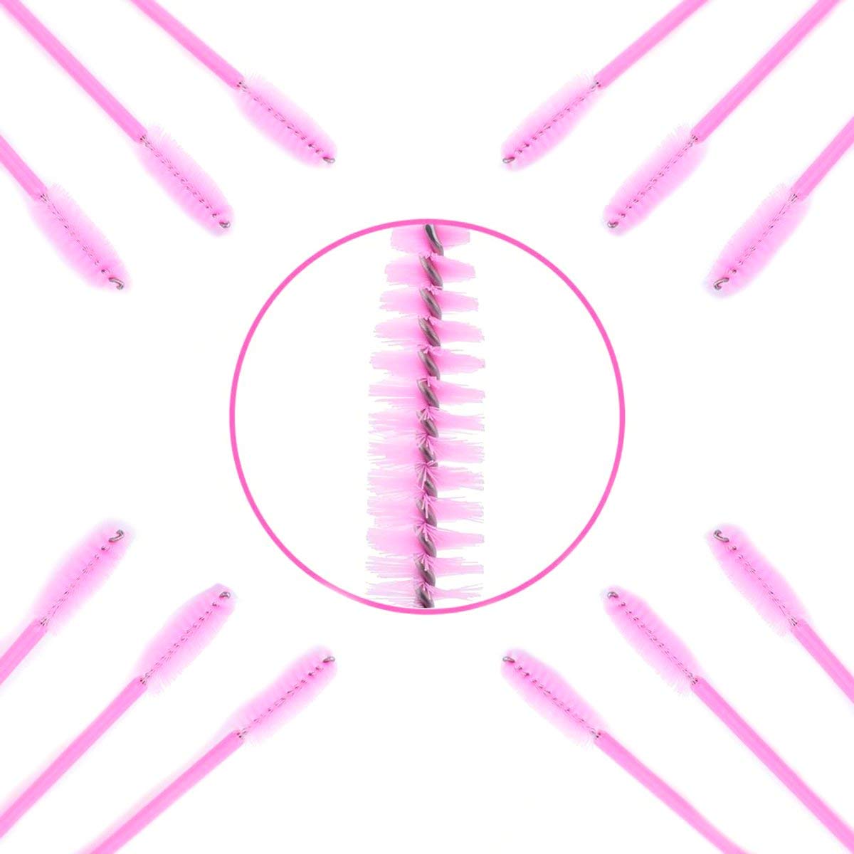 50 PCS Disposable Eyelash Brushes Mascara Wands Eye Lash Eyebrow Applicator Cosmetic Makeup Brush Tool Kits (pink)