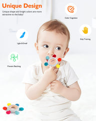 akolik Teething Toys for Baby, Baby teether, Silicone Teething for Babies 0-6 6-12 Months, BPA-Free with Wooden Ring Silicone Chewable Teether (Rudder D)