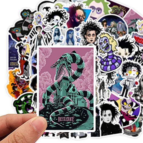 50 Pcs Tim Burton Stickers Vinyl Waterproof Stickers for Laptop Skateboard Water Bottle Guitar Luggage Phone Computer Scrapbook Car Bike,Movies Edward Scissorhands Stickers for Teens Children Adults