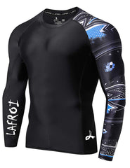 LAFROI Men's Long Sleeve UPF 50and Baselayer Skins Performance Fit Compression Rash Guard-CLYYB Asym Gaze Size LG