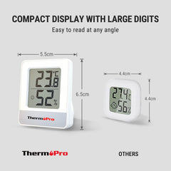 ThermoPro TP49 Small Digital Hygrometer Indoor Thermometer Ambient Thermometer Temperature Monitor and Humidity Meter for Home Office Comfort Reptile Thermometer