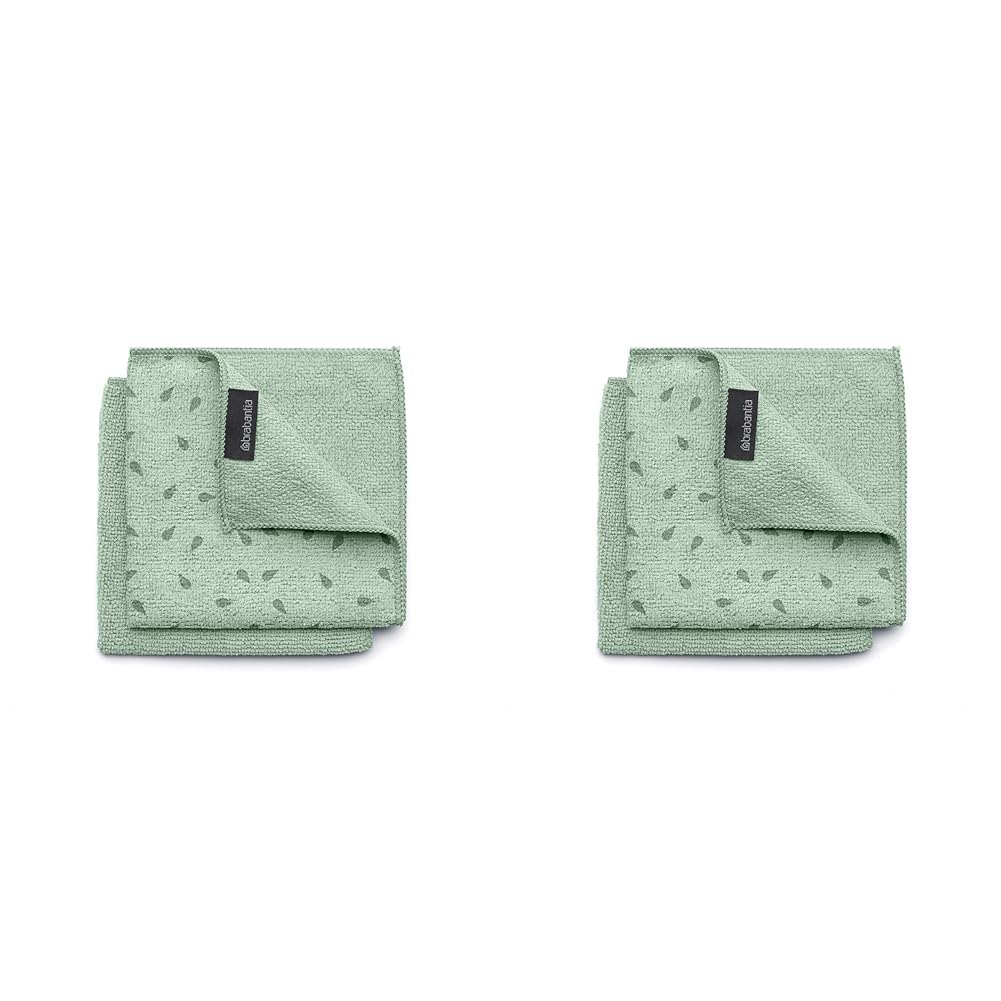 Brabantia - Sinkside Microfibre Dish Cloths - Machine Washable - Absorbs 7 Times its Own Weight - for Cleaning Dishes & Countertops - Less Detergent Needed - Set of 2 - Jade Green (Pack of 2)