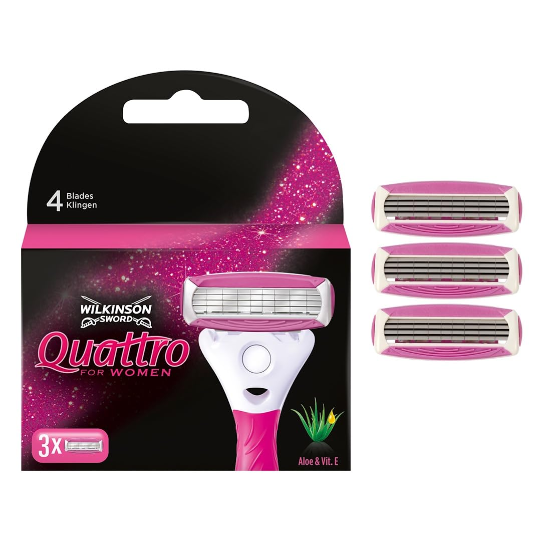 WILKINSON SWORD - Quattro For Women   Smooth Glide   Pack of 3 Razor Blade Refills