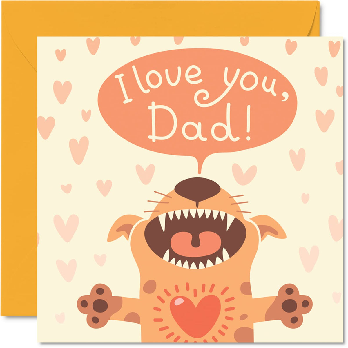 Birthday Cards for Dad from the Dog - I Love You Dad - Happy Birthday Card for Dad from the Dog, Father Birthday Gifts, 145mm x 145mm Father's Day Pet Greeting Cards Gift for Daddy Papa