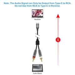 J&D USB C to 2 RCA Cable, USB Type-C to 2RCA Male Audio Auxiliary Stereo Y Splitter Cable Cord Compatible for iPhone 15 series, Google Pixel 6/7/8, MacBook Pro, Phone, Tablets, Laptop, 1 Meter