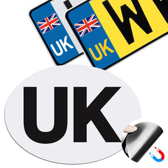 Onarway UK Magnetic Car Stickers 1 Pack and Pair of UK Car Number Plate Stickers, Set of 3 UK Stickers for Cars, Vans, Trucks, No Blow off and Easy to Remove without Scratching, for European Roads