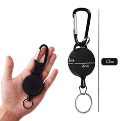 Retractable Badge Reels, Retractable Keyring Extendable Key Chain Heavy Duty Key Lanyard Belt Clip Badge Holder Pull Reel Black(2 Pack)