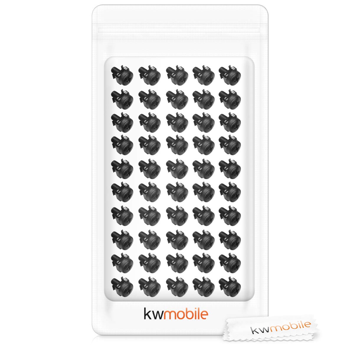 kwmobile 50 Pack M6 Cage Nuts, Bolts and Washers Kit - For Patch Panel Rack Mount Equipment Data Network Cabinets Size 19 Inch and 10 Inch - Black