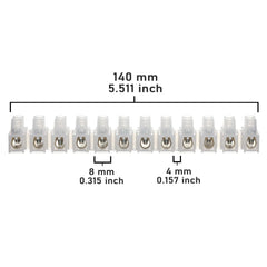 AUKENIEN 15A / 16A Electrical Connector Blocks 15/16 Amp 12 Way White Terminal Block Strip Electric Wire Connectors Choc Blocks Connecting for Wiring Cable (Pack of 2)