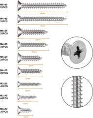 WELLOCKS Screws Set 50PCS 304 Stainless Steel, M4 x 16mm Self Tapping Screws Assortment Set, Flat Head Rust Proof Wood Screw Kit for Homemade, Repair, Woodwork Indoor Outdoor (D034416)