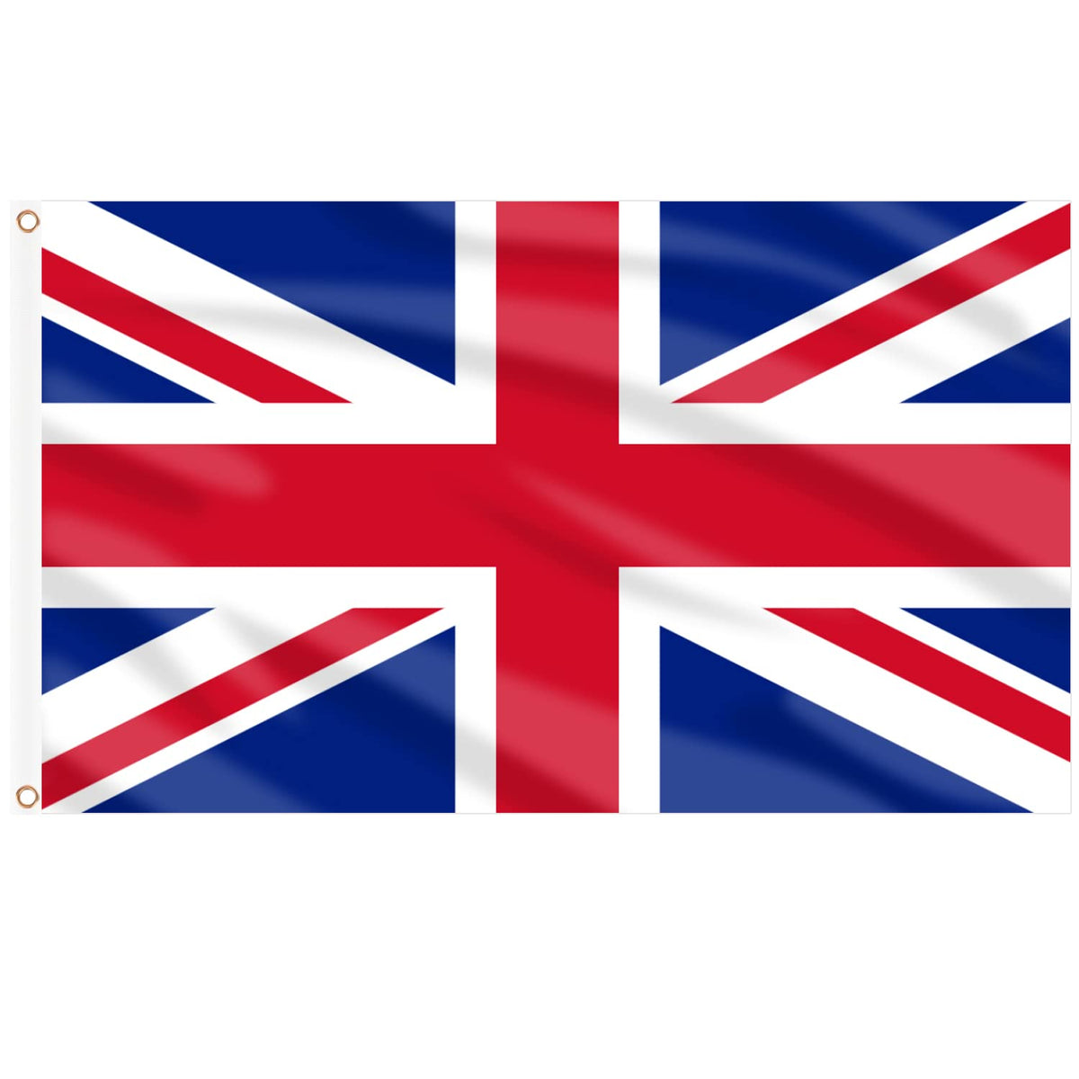 AhfuLife Union Jack Flags 5ft x 3ft, 2pcs Great Britain British Flags - Double Side with Brass Eyelets United Kingdom Flags for Coronation Street Party Decorations