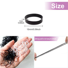 Hanyousheng Elastic Hair Bands, 1000 Pcs Black/Clear Hair Elastic Bands, Small Hair Bands, Hair Rubber Bands for Braids, Hair Bands for Women and Girls, Hair Elastics Braiding Bands, with Storage Bag