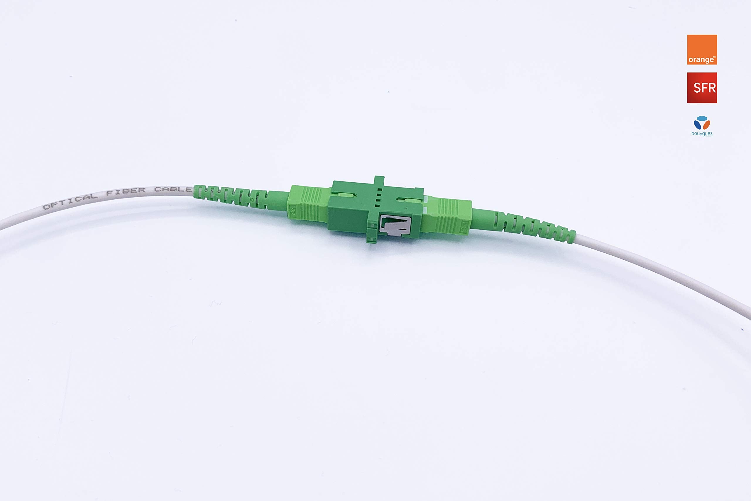 Elfcam® - Fiber Optic Cable Singlemode SC/APC to SC/APC, Delivery with the Coupler for Extending Fiber Optic Cable, Compatible with FTTH Cable, White, 7m / 22.97ft