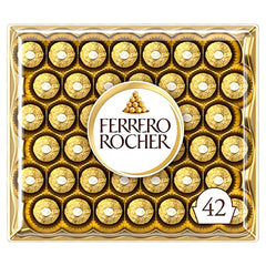 Ferrero Rocher Pralines, Chocolate Gift, Easter Chocolate, Birthday Gifts, Large Chocolate Box Covered in Milk Chocolate and Nuts, Box of 42 (525g)