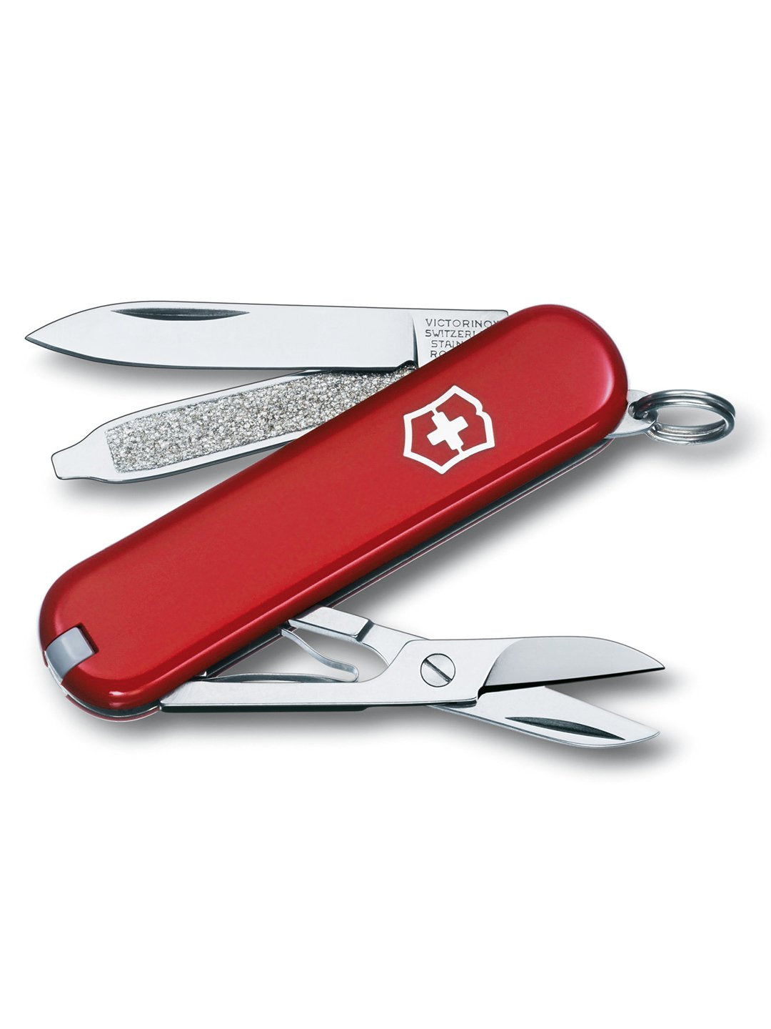 Victorinox Classic SD Swiss Army Knife, Small, Multi Tool, 7 Functions, Scissors, Nail File, Red