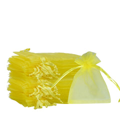 SUSNUAN Yellow Organza Gift Bags 20Pcs, 7x9cm Organza Bags Small Jewellery Pouches Wedding Favours Bags for Wedding, Anniversary, Christmas, Baby Shower, Birthday Party Drawstring Gift Bags