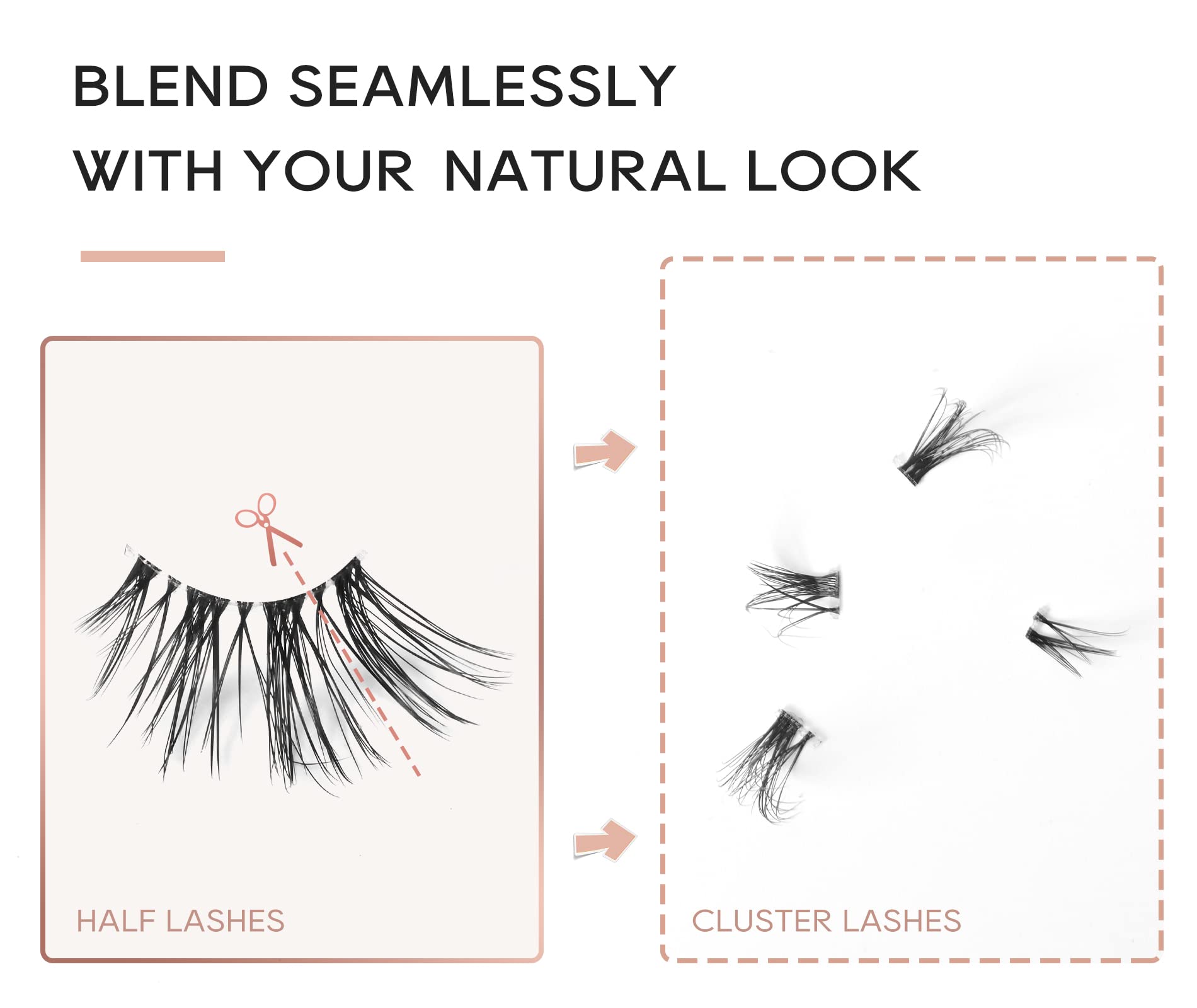 Onlyall Natural Lashes Half Lashes Natural Look False Eyelashes Wispy Lashes Natural Half Eyelashes Clear Band Lashes Pack 3D Faux Mink Lashes 7 Pairs C03…