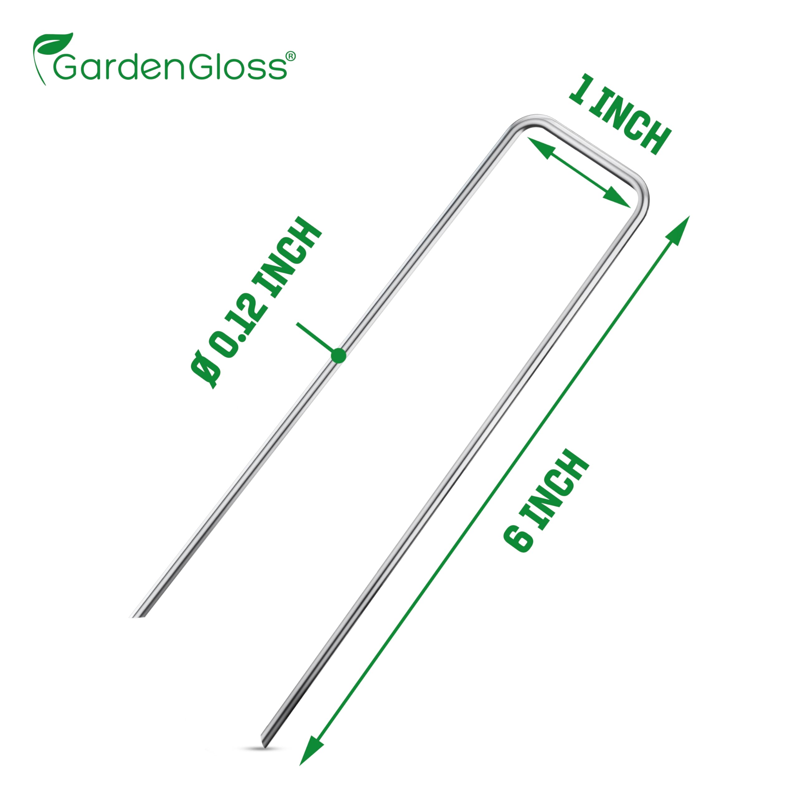 GardenGloss® Garden Pegs Stakes Made of Anti-Rust Steel (25 Pieces) - Strong Ground Pegs for Membrane, Fence & Camping - 6″ Length, 1″ Width, Ø 0.12″