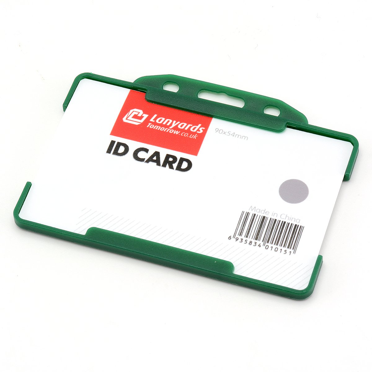 CKB LTD 10x Green Single Sided Rigid Slide in Open Faced ID Card Badge Holders Horizontal/Landscape Identity Plastic Pass Protector - Holds a 86mm 54mm cr80 Credit Card Sized