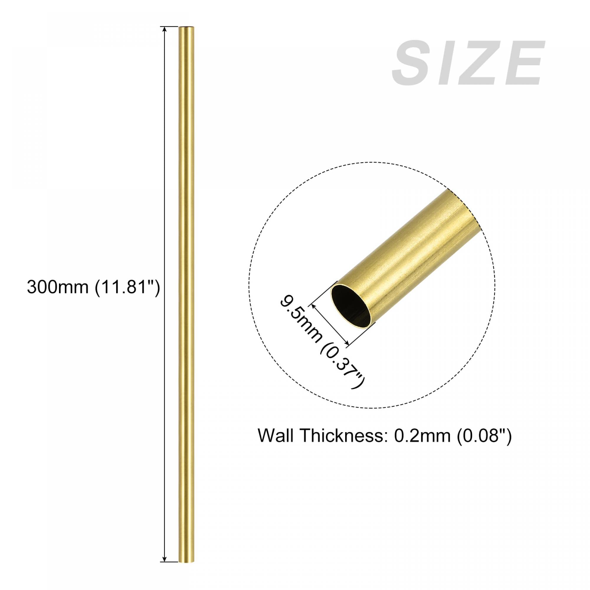 sourcing map Brass Tube (9.5mm OD x 0.2mm Wall T x 300mm L) 3Pcs, Straight Tubing - for Home Furnishing, Machinery, DIY Handicraft