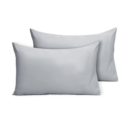 Oxford Homeware Pillow Cases 2 Pack Brushed Microfiber – Standard Pillowcases Fade Resistant Pillow Cover Envelope Closure Silver Pillow Covers (50 x 75 cm)