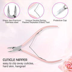 Makartt Cuticle Trimmer with Cuticle Pusher and Cuticle Nipper, 3 Pcs Cuticle Remover Tool Set, Professional Stainless Steel Cuticle Cutter Clipper for Fingernails and Toenails Manicure Pedicure Tool