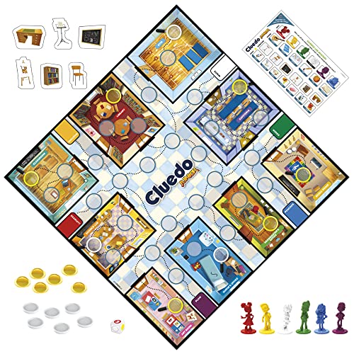 Clue Junior Game, 2-Sided Gameboard, 2 Games in 1, Clue Mystery Game for Younger Kids, Kids Board Games, Junior Games