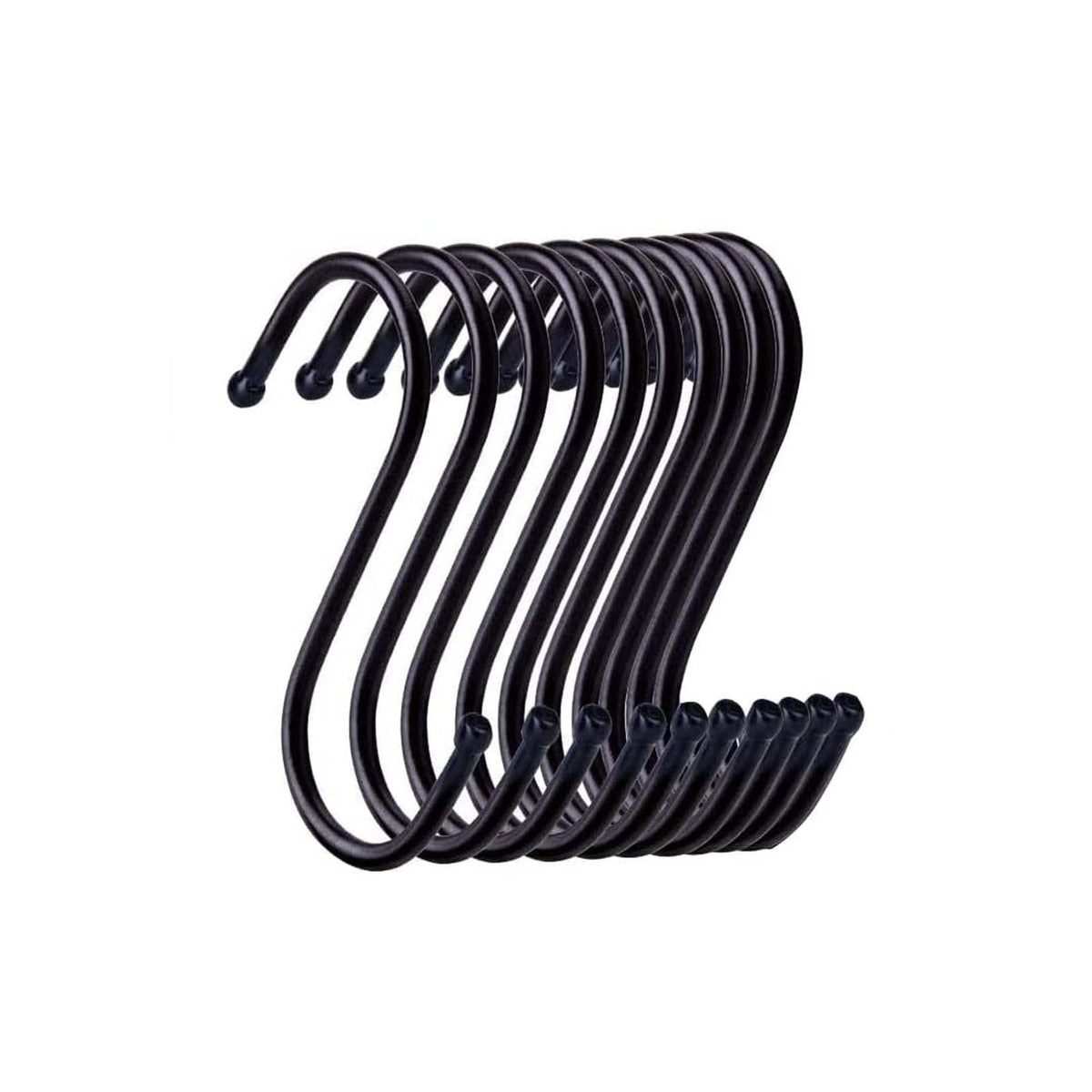 Yesmin 10 Pack in S Shaped Hooks Hanging Hooks Hangers for Bathroom, Bedroom, Office and Kitchen(Black & Medium)