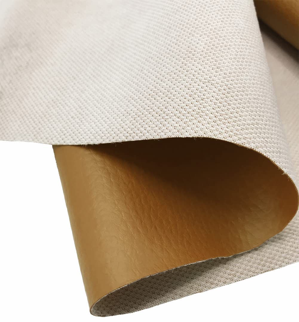 A-Express Grained Faux Leather Fabric Waterproof Heavy Duty Leatherette Vinyl Leathercloth Upholstery Textured Material - Beige Half Metre 50cm x 140cm