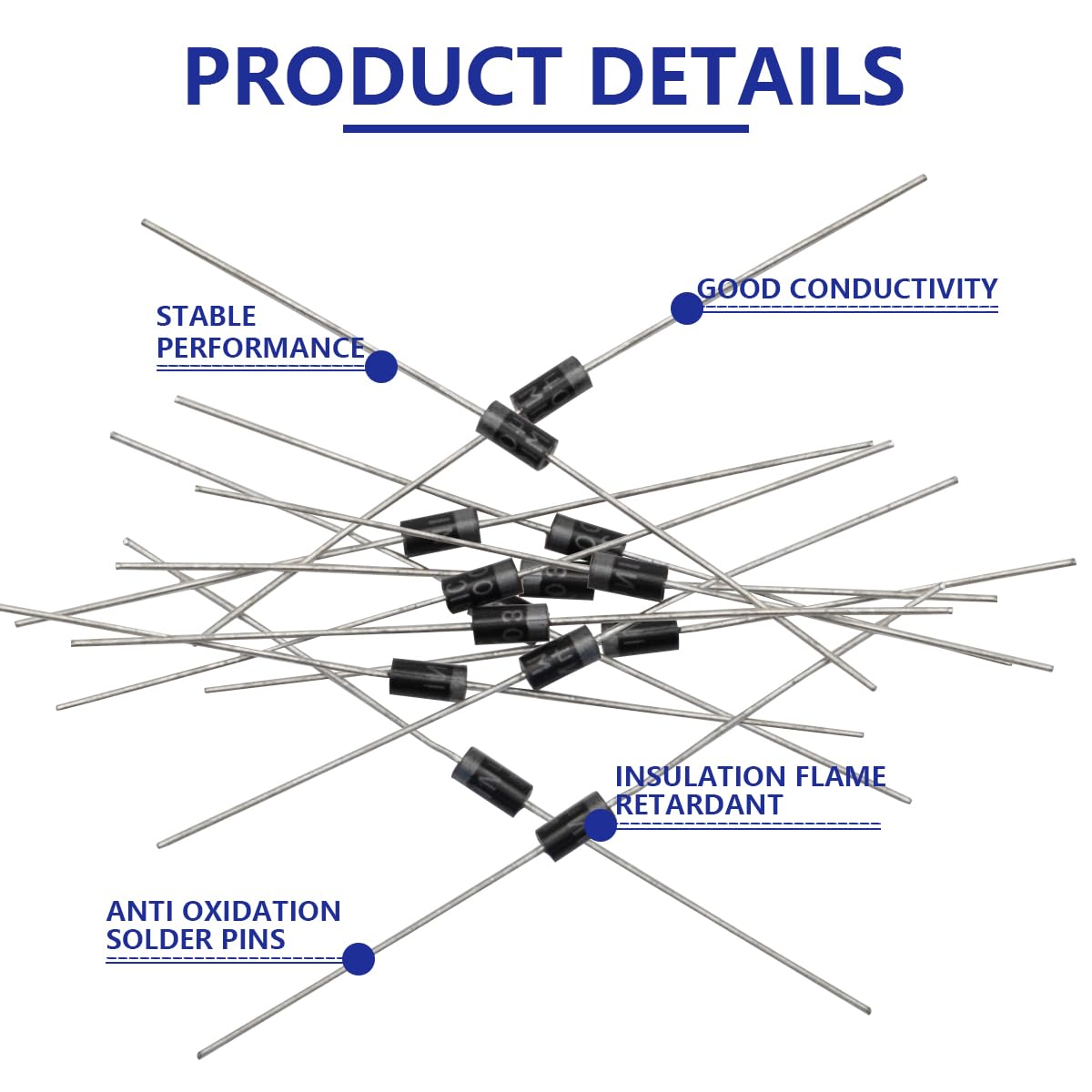 Innfeeltech 100Pcs 1N4006 Rectifier Diodes General Purpose Silicon Rectifiers, 1A, 800V Silicon Rectifier Schottky Diodes