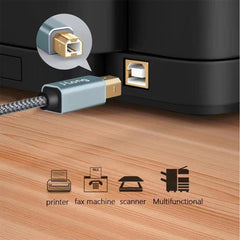 Printer Cable 50CM,J•LONG USB Nylon Braided Printer Cable USB 2.0 Type A Male to B Male Scanner Cord High Speed for Brother, HP, Canon, Lexmark,Dell, Xerox, Samsung etc (0.5m)