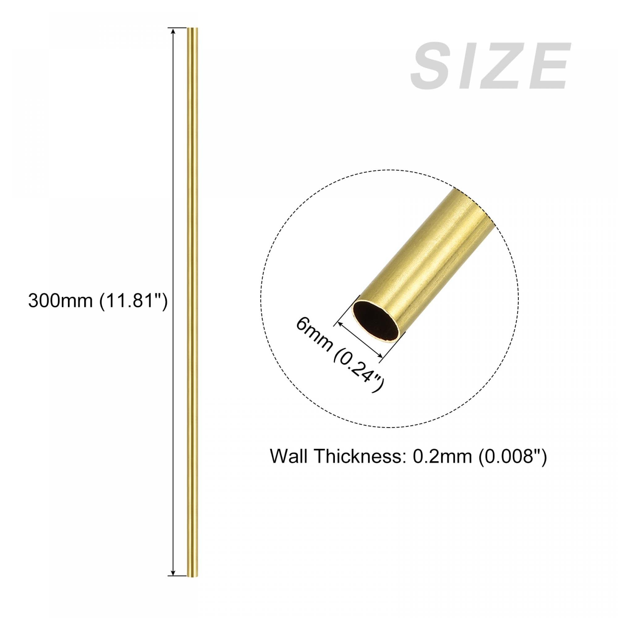 sourcing map Brass Tube (6mm OD x 0.2mm Wall T x 300mm L) 3Pcs, Straight Tubing - for Home Furnishing, Machinery, DIY Handicraft